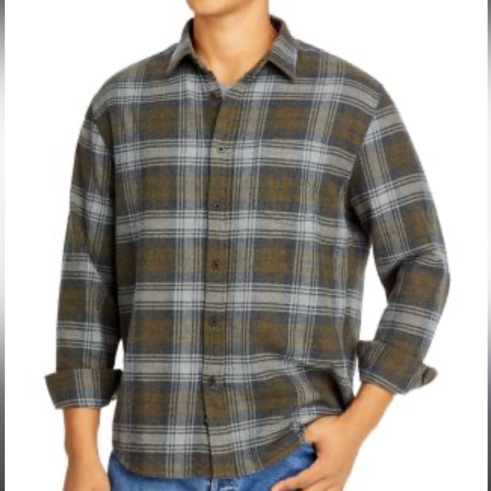Rails Forrest Plaid Flannel Shirt Olive Green Grey Mens XL Long Sleeve Button Up